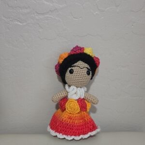 Colorful Crochet Doll with Floral Headband